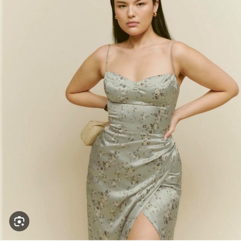 Marguerite Silk dress by Reformation  Endive